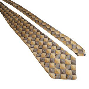 Vintage Nordstrom XMI Series 325 Men Necktie Luxury Geometric Yellow Brown Silk